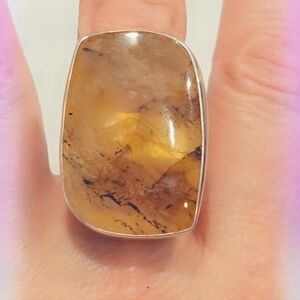 Agate Free Size Adjustable Sterling Silver Gemstone Ring